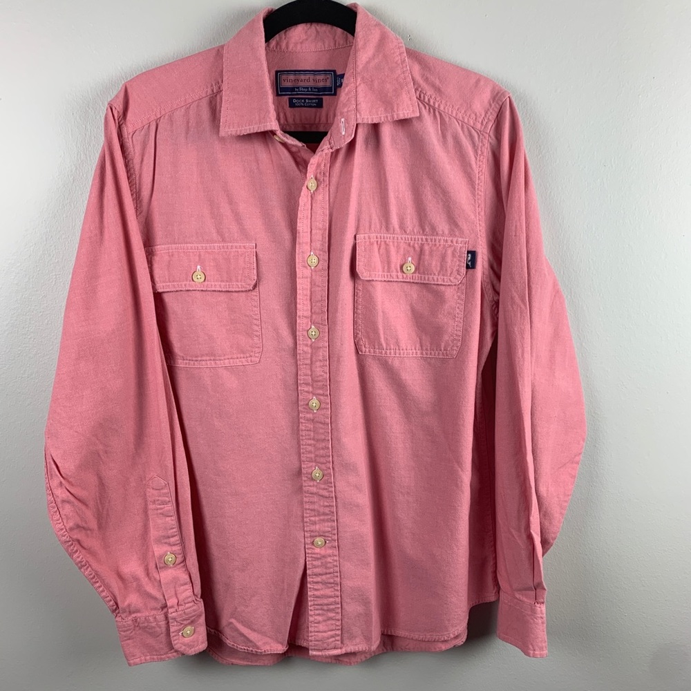 Vineyard Vines Men's Cotton Dock Shirt Pink Size Medium Preppy Golf Yacht Boat